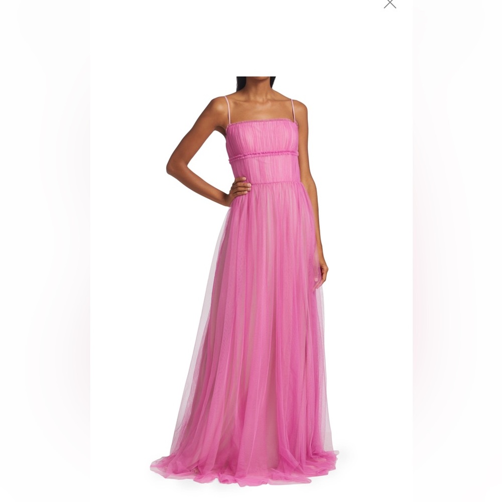 Vera Wang Manuella Tulle Cape Back Gown in Antique Pink NWT
